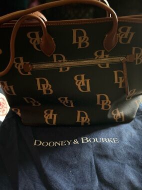 Dooney & Bourke Black and Brown DB Logo Duffel Bag